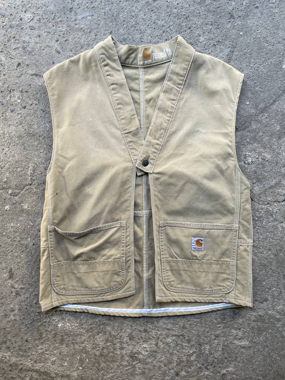 Upcycled Carhartt Vest – Beige (S–M)